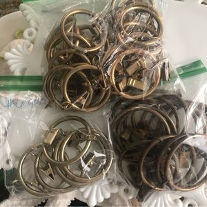 Lot 45) Drapery Curtain Rod Rings + Clips